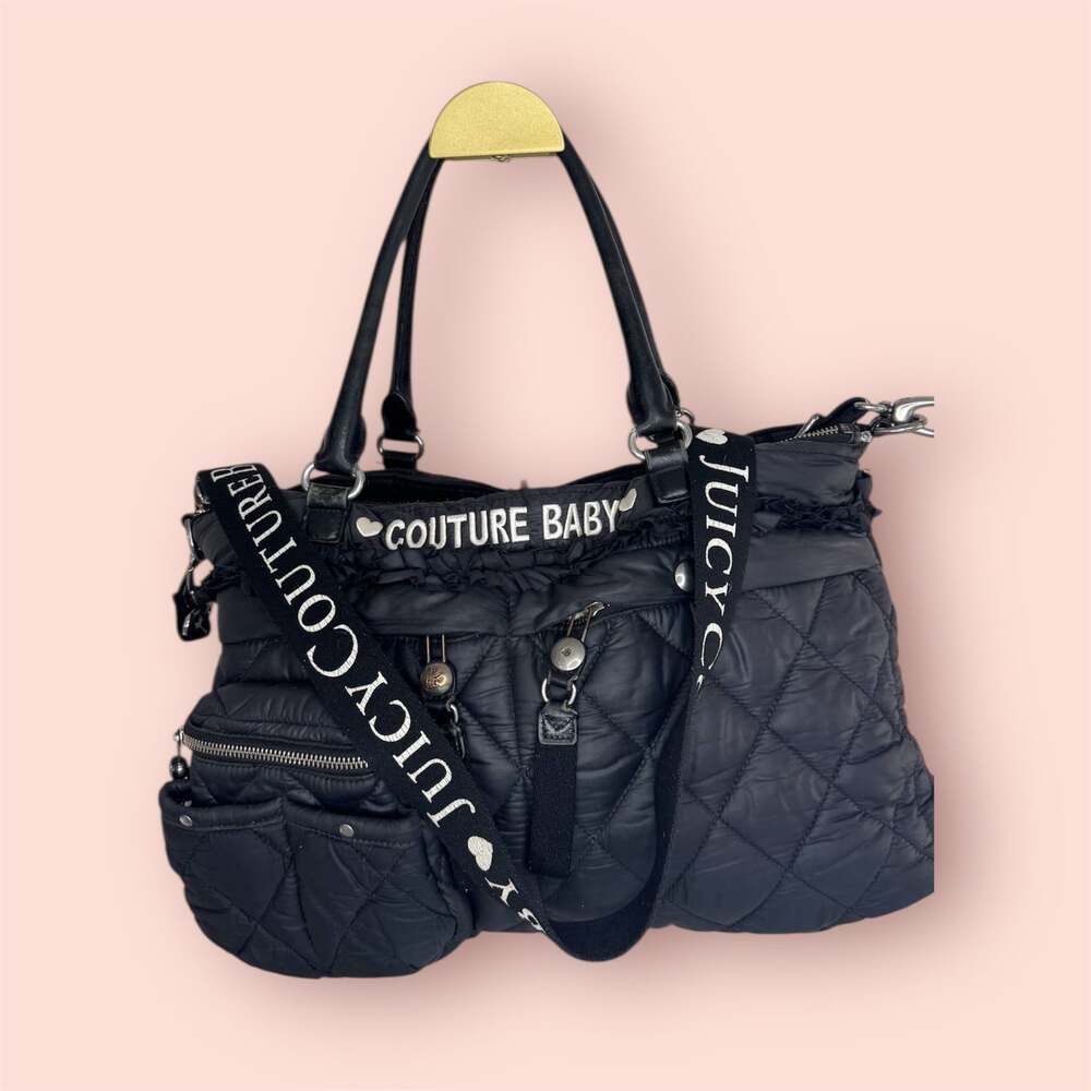 Rare Vintage Juicy Couture Black Quilted Diaper Bag